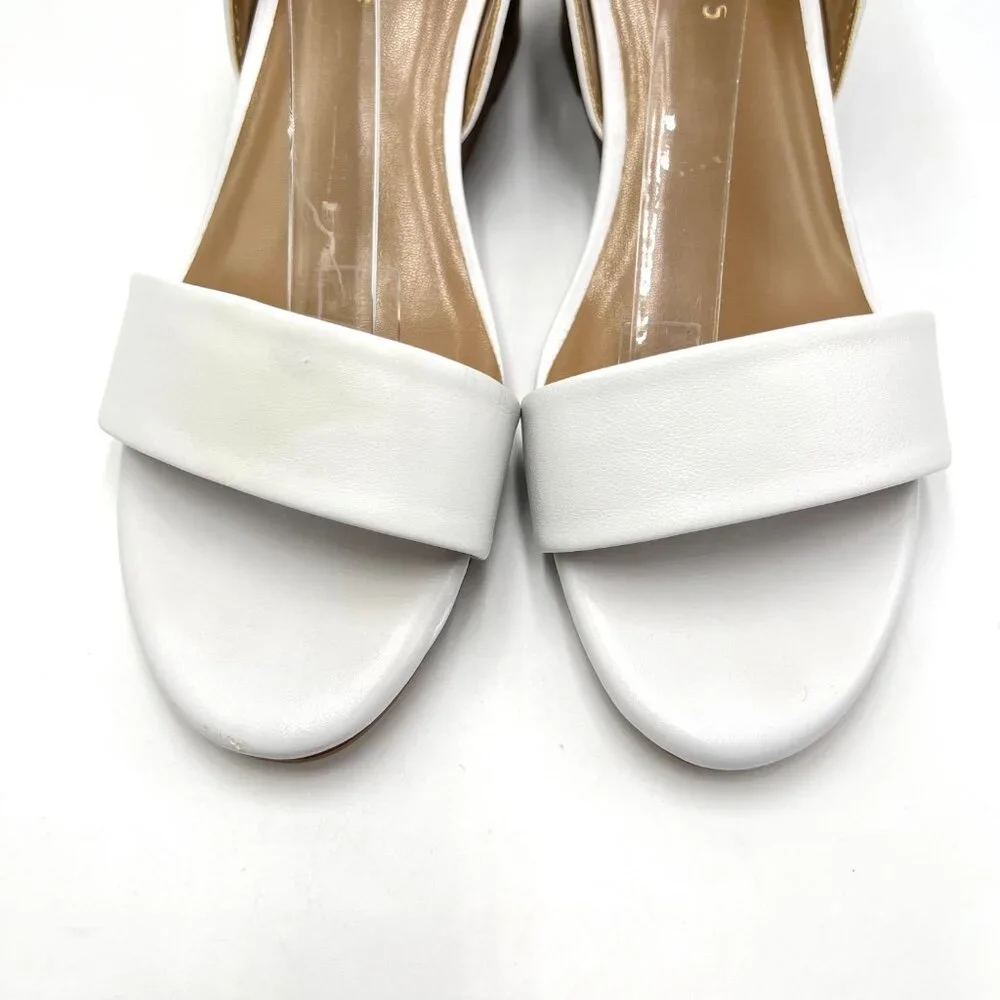 Aerosoles Womens Size 8 Willowbrook White Leather‎ Wedges Sandals Shoes